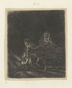 Vlucht naar Egypte: nachtstuk door Rembrandt van Rijn