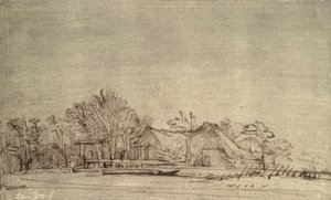 Winterlandschap met huisjes tussen bomen, c.1650
