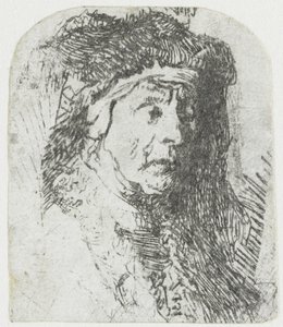 Vrouw in een bontjas door Rembrandt van Rijn