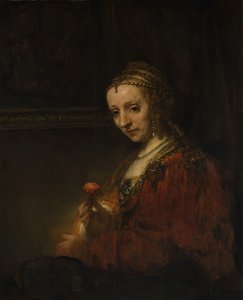 Vrouw met een Anjer, begin 1660s door Rembrandt van Rijn