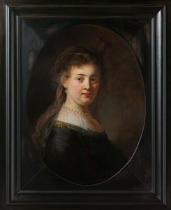 Jonge Vrouw in Fantasie Kostuum door Rembrandt van Rijn
