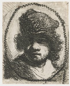 Zelfportret met bontmuts door Rembrandt van Rijn