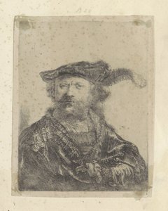 Zelfportret met gepluimde fluwelen baret door Rembrandt van Rijn