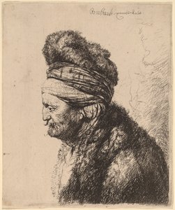 Het Tweede Oosterse Hoofd door Rembrandt van Rijn and Studio of Rembrandt