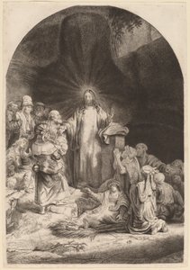 Christus predikt en geneest (Fragment van de Honderd Guldens Prent) door Rembrandt van Rijn and William Baillie