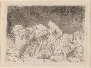 De Farizeeën debatteren (Fragment uit de Honderd Guilder Print) door Rembrandt van Rijn and William Baillie
