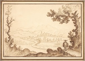 Een landschap bij Pecchio door Remigio Cantagallina