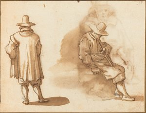 Twee studies van een man door Remigio Cantagallina