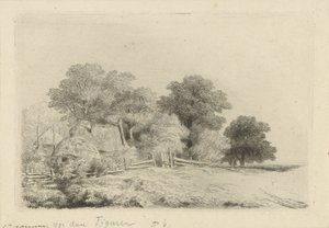 Boerderij bij een hek door Remigius Adrianus Haanen