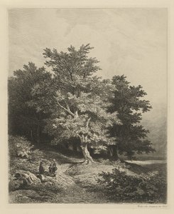 Figuren bij een bosrand