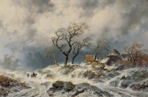 Hollandse winterlandschap (sneeuwdrift) door Remigius Adrianus van Haanen