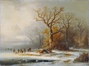 Winterlandschap door Remigius Adrianus van Haanen