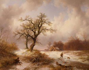 Winterlandschap door Remigius Adrianus van Haanen