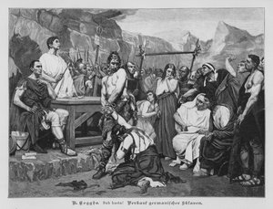 Verkoop van Germaanse slaven (gravure)