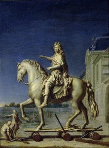 Het transporteren van het ruiterstandbeeld van Lodewijk XIV naar de Place Vendome in 1699, na 1669