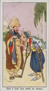 Oosters Spreekwoord: Geef een lening en maak een vijand (kleur litho) door René Bull