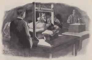 Een kogel vinden met het röntgenapparaat in het Militair Hospitaal, Pietermaritzburg, Natal, Zuid-Afrika, Boerenoorlog