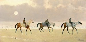Ruiters op het strand van Dieppe door René Pierre Charles Princeteau