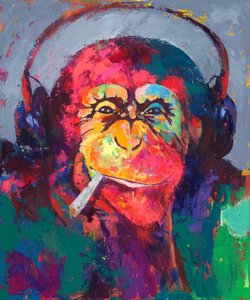 Kleurrijke Monkey-hoofdtelefoon door Renate Holzner
