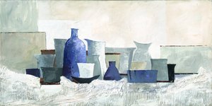 Modern blauw stilleven door Renate Holzner