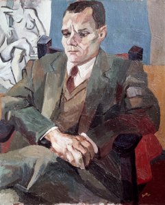 Portret van Alberto Moravia (1907-1990), Italiaanse schrijver door Renato Guttuso