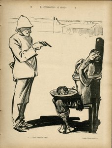 Illustratie van Hermann-Paul (1864-1940) in Le Rire, 04/03/05 - De beschaving in Congo - Kolonisatie kolonialisme koloniën, Congo, Antikolonialisme - Zwart door Rene George Hermann Paul