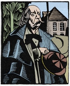 Portret van Gustave Flaubert (1821-1880). Houtsnede door Hermann-Paul (Hermann Paul) (1874-1940) voor het boek van Louis Bertrand 