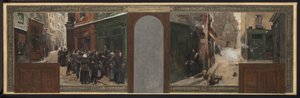 Schets voor het kantoor van de prefect in het stadhuis van Parijs: Het bombardement van Mont Sainte-Geneviève. Rantsoenering van de bevolking door Rene Joseph Gilbert