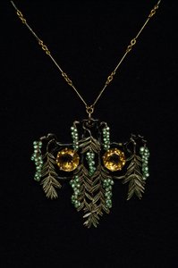 Art Nouveau: halsketting in goud, topaas en email. Atelier René Lalique door Rene Jules Lalique