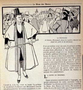 Afbeelding van George Bryan Brummel (1778 - 1840), de koning van de dandies, die in ballingschap is in Calais. Illustratie door René Vincent. 19e eeuw door Rene Vincent
