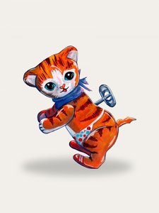 Schattig opwindbaar katje door Renee Machan Cottagecore Artist