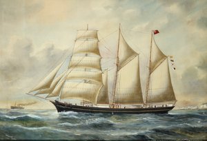 De Brigantijn Minnie Sommers bij Folkestone door Reuben Chappell