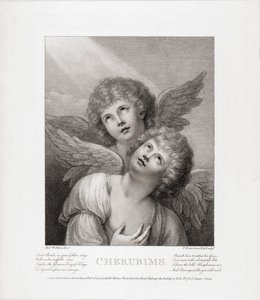 Twee cherubijnen. Twee engelen. door Rev. Matthew William (after) Peters