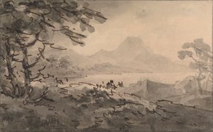 Een Meer met Bergen op de Achtergrond door Rev. William Gilpin