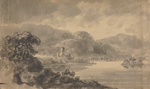 Landschap met rivier, kasteel en bergen door Rev. William Gilpin