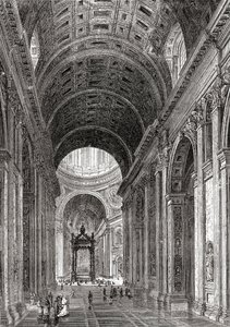 Interieur van de Sint-Pietersbasiliek, Vaticaanstad, Rome, Italië in de late 19e eeuw door Reverend Samuel Manning