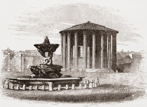 Tempel van Vesta, Forum Romanum, Rome, Italië in de late 19e eeuw. Uit Italiaanse afbeeldingen door Rev. Samuel Manning, gepubliceerd ca. 1890.