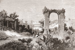 Het Palatijn vanaf de Aventijnse Heuvel, Rome, Italië in de late 19e eeuw door Reverend Samuel Manning