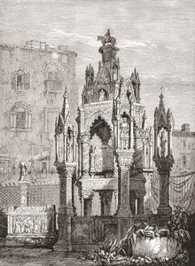De Scaliger graven, Verona, Italië in de late 19e eeuw. Uit Italiaanse Prenten door Rev. Samuel Manning, gepubliceerd ca. 1890.