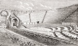 Het kleine theater, Pompeii, Napels, Italië uit Italiaanse afbeeldingen door Rev. Samuel Manning, gepubliceerd ca. 1890