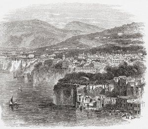 Uitzicht op Sorrento, Campania, Zuid-Italië, in de late 19e eeuw. Uit Italiaanse afbeeldingen door Rev. Samuel Manning, gepubliceerd ca. 1890. door Reverend Samuel Manning