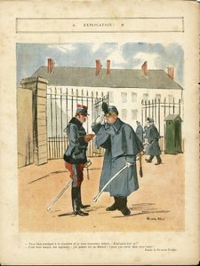 Illustratie van Ricardo Flores (1878-1918) in Le Lire, 23/04/10 - Uitleg - Leger, Kazerne