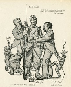 Illustratie van Ricardo Flores (1878-1918) in Le Rire, 21/06/13 - Verkoop kinderen - Leger, Militaire Dienst, Socialisme - Jaurès Jean, Caillaux Joseph (1863-1944), Painlevé Paul (1863-1933) door Ricardo Flores