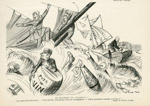 Illustratie van Ricardo Flores (1878-1918) in Le Rire, 25/05/12 - Het schipbreuk van radicalisme - Radicalisme, Maritiem Marine Kust, Roken, Yachting, Tabak - Combes Emile (1835-1921), Andre Louis (1838-1913), Pelletan Camille (1846-1915) - Grafische parod door Ricardo Flores