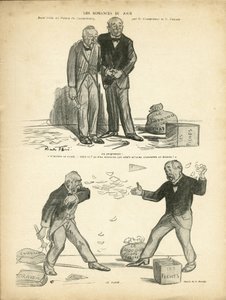 Illustratie van Ricardo Flores (1878-1918) in Le Rire, 28/12/12 - Romantiek van de dag - Geval van Panama, Geval van dossiers, Repressie - Miljoen van de Chartreux - Combes Emile (1835-1921), Clemenceau George