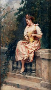 Meisje met Fluit, ca.1895 door Ricardo de Madrazo y Garreta