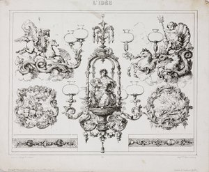 Gas- of oliekroonluchters, Parijs, Frankrijk, ca. 1860 door John Pardon