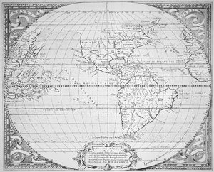 Kaart van de Nieuwe Wereld 1587 door Richard (after) Hakluyt