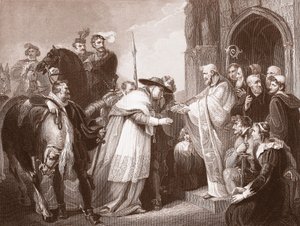 Kardinaal Wolsey in Leicester Abbey, gegraveerd door R. Walther door Richard (after) Westall