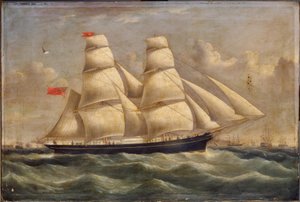 Een brigantijn bij Portsmouth door Richard B. Spencer
